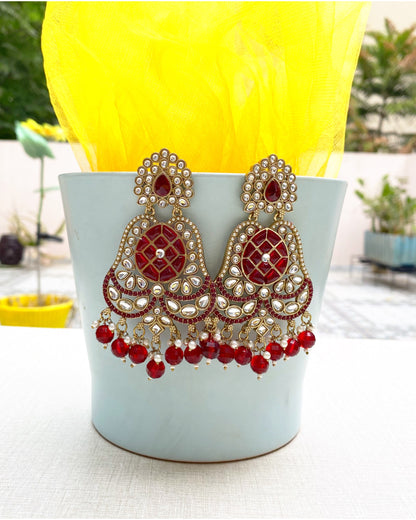 Dark Red Rajkumari Earring