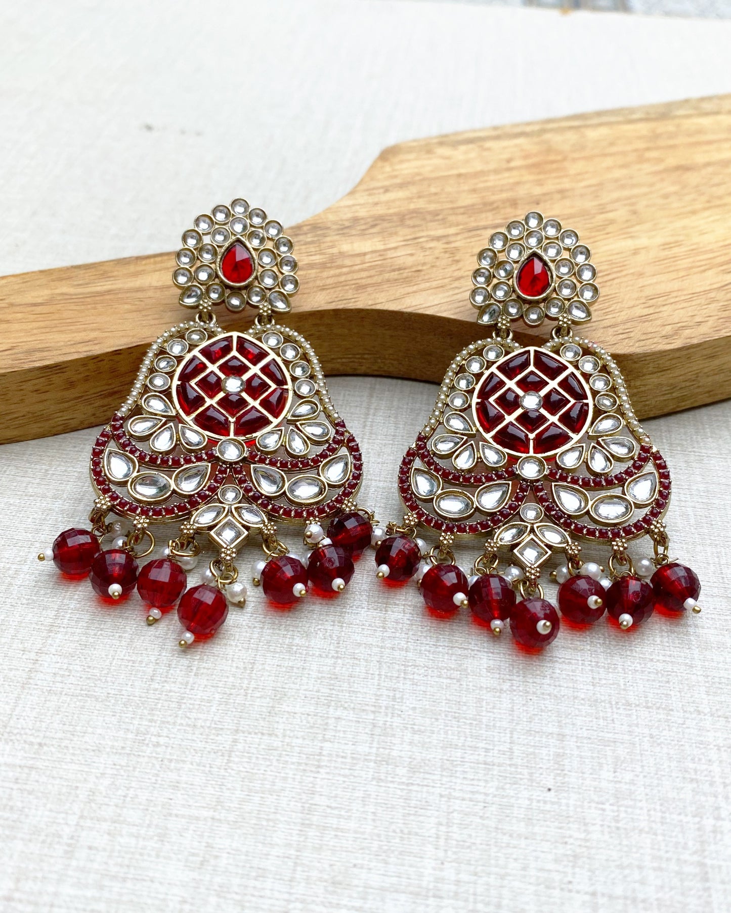 Dark Red Rajkumari Earring