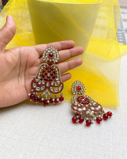 Dark Red Rajkumari Earring