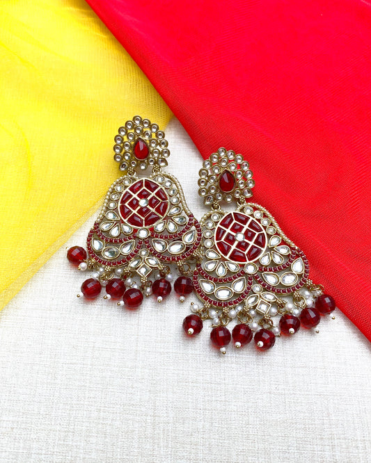 Dark Red Rajkumari Earring
