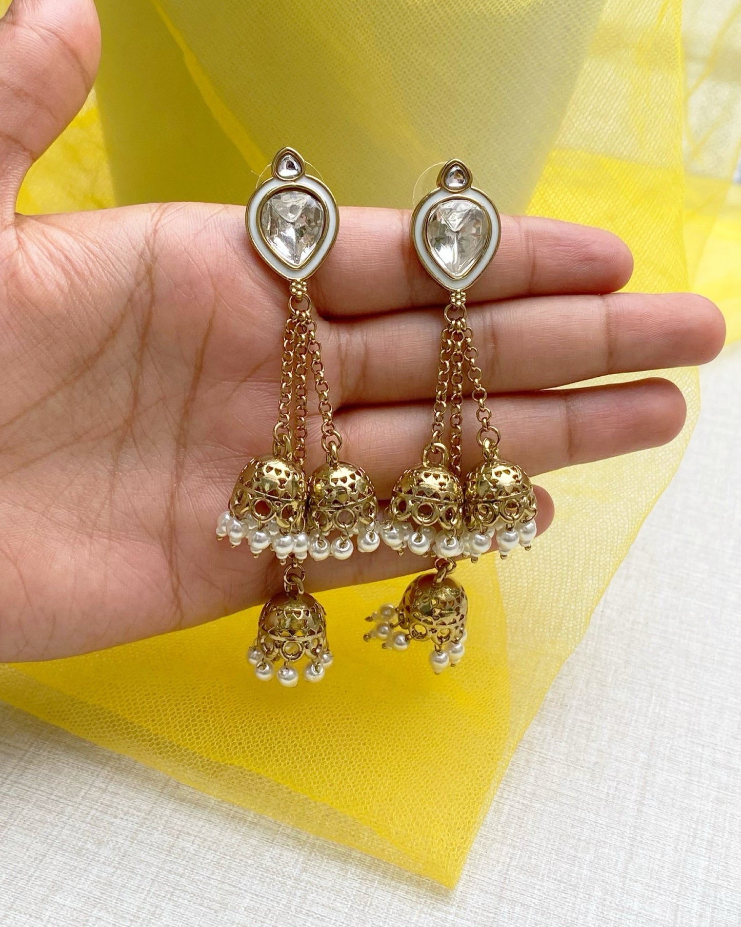 Golden Trishala Tiered Jhumka Earring