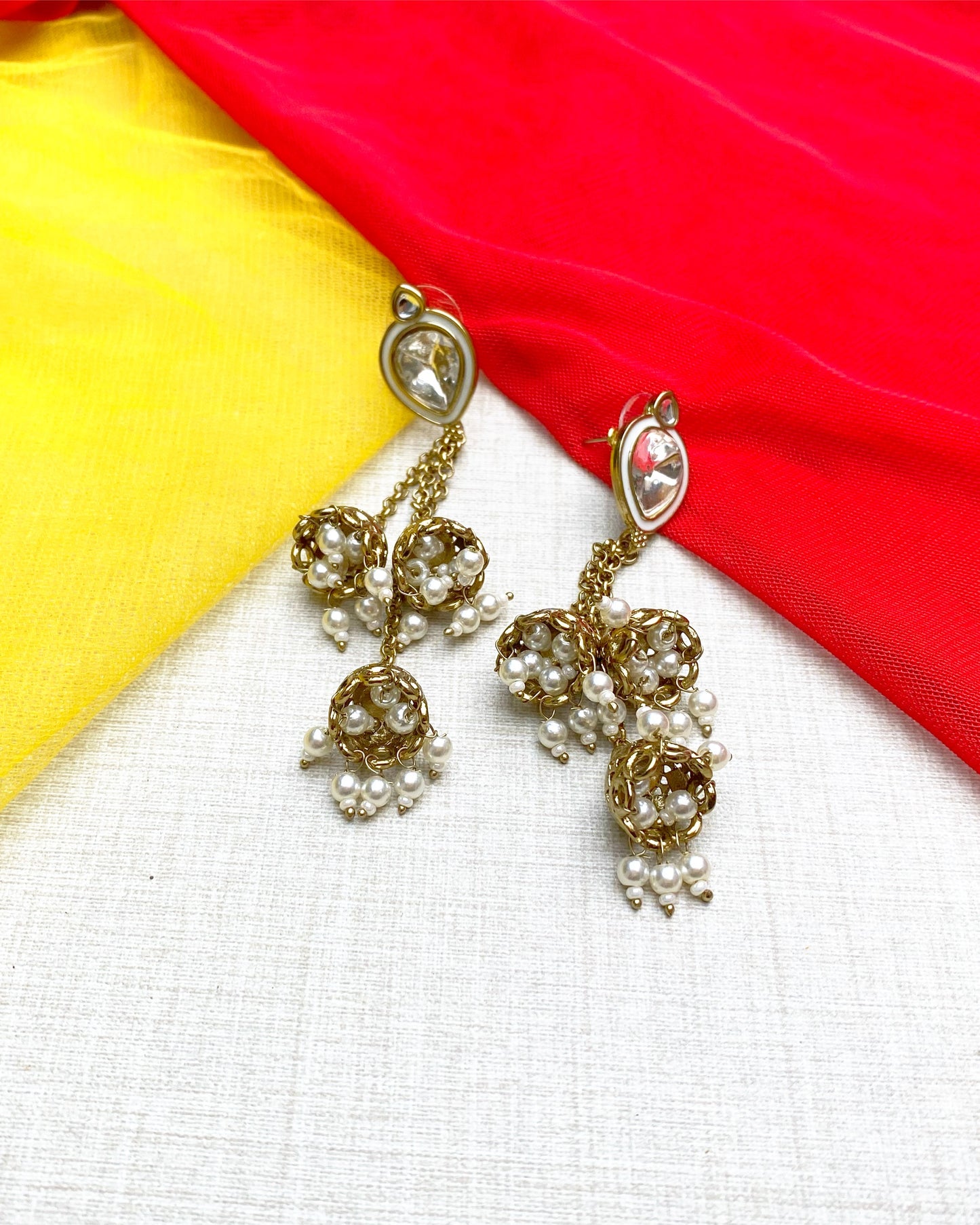 Golden Trishala Tiered Jhumka Earring