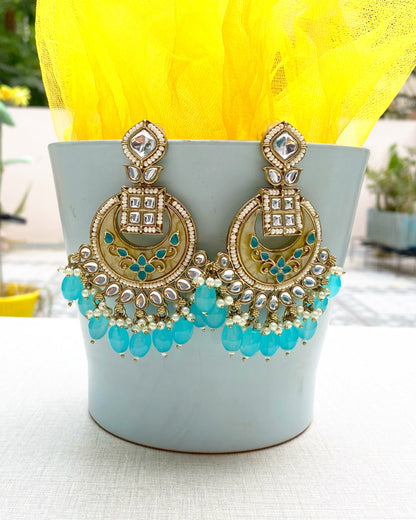 Sky Blue Luxury Chandbali Earring