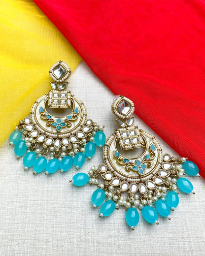 Sky Blue Luxury Chandbali Earring