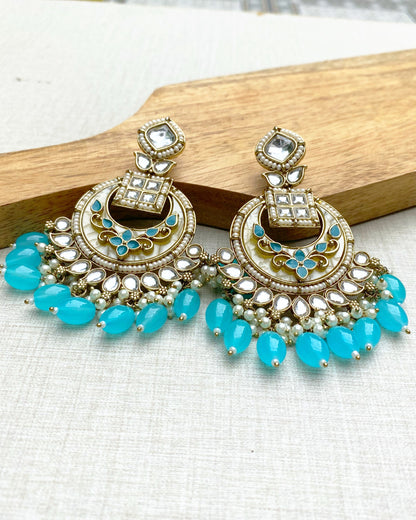 Sky Blue Luxury Chandbali Earring