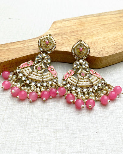 The Tulip Pink Luxury Chandbali Earring