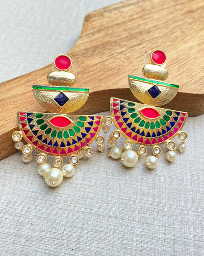 Multi Mosaic Chandbali Earring