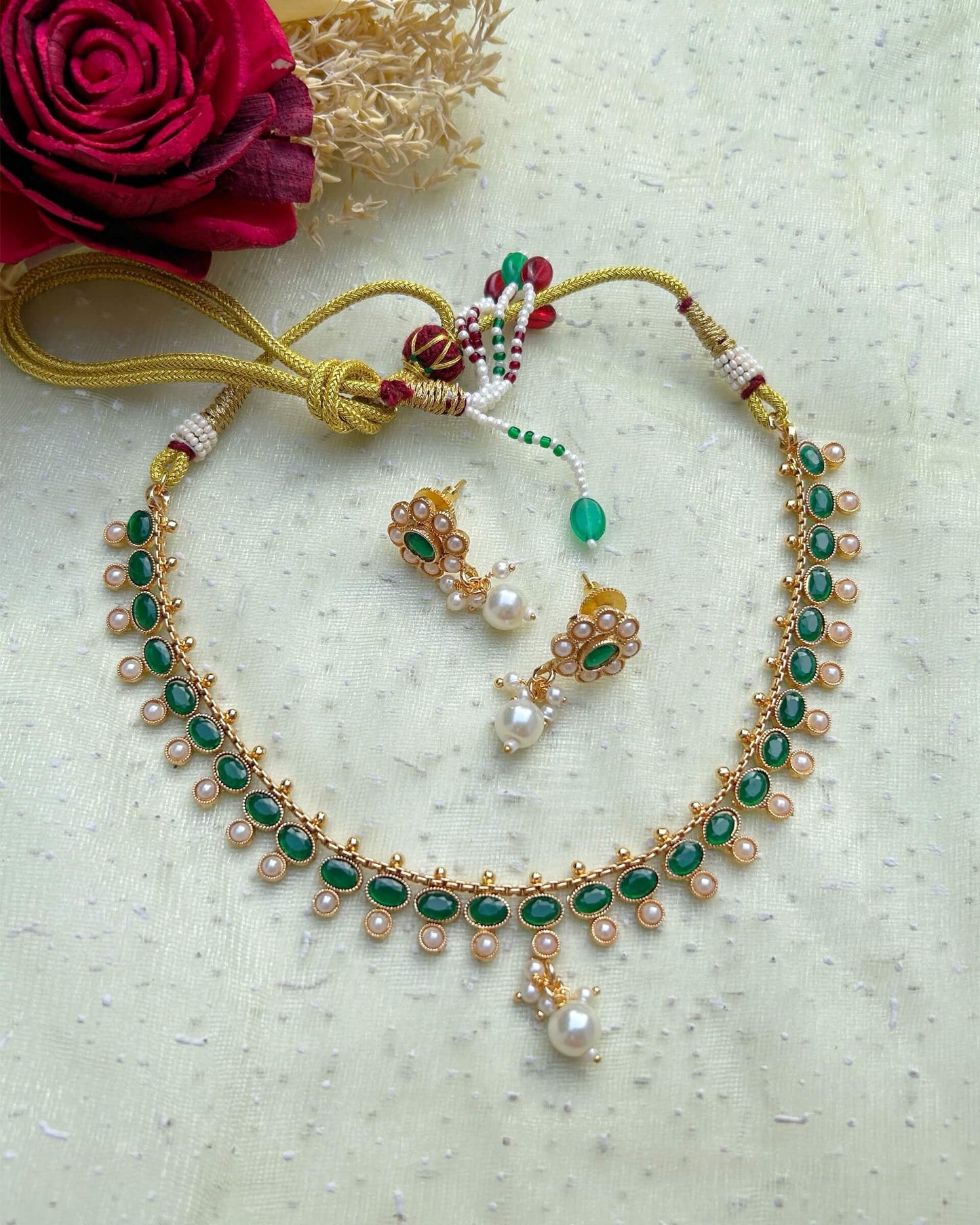green jewellery set