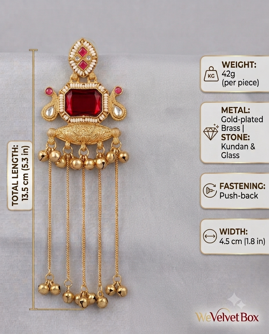 Dark Red Sarah Kashmiri Earrings