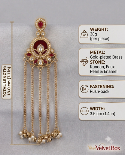 Red Crescent Kashmiri Earrings
