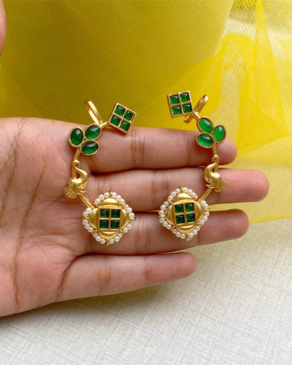 Green Gemstone Statement Ear Cuffs