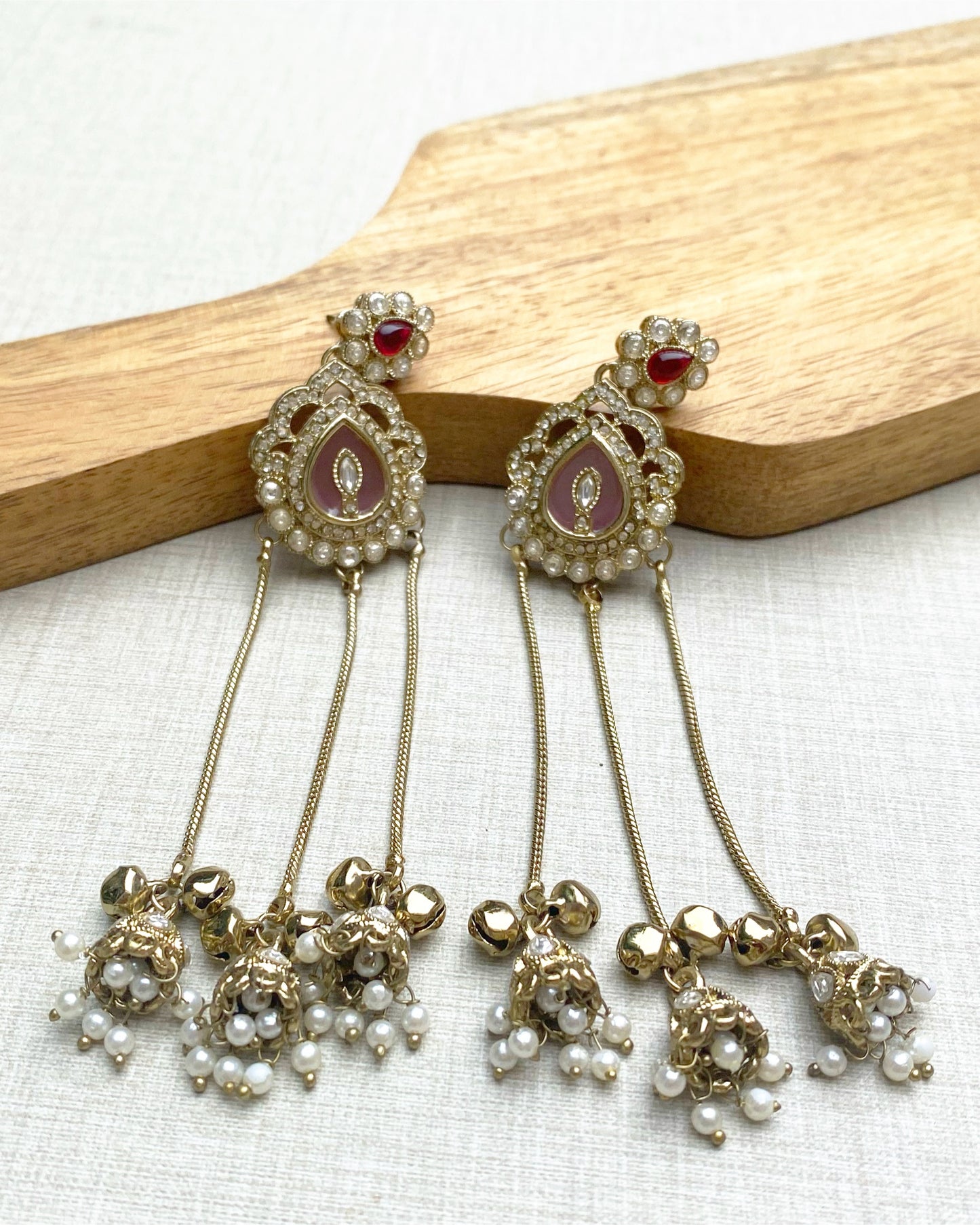 Peachy Pink Noor Kashmiri Earring