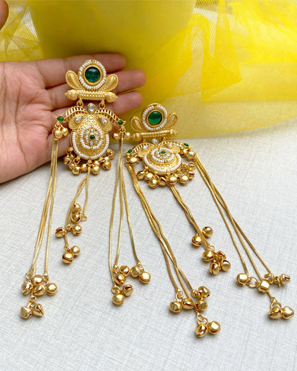 Green Royal Filigree Kashmiri Earrings