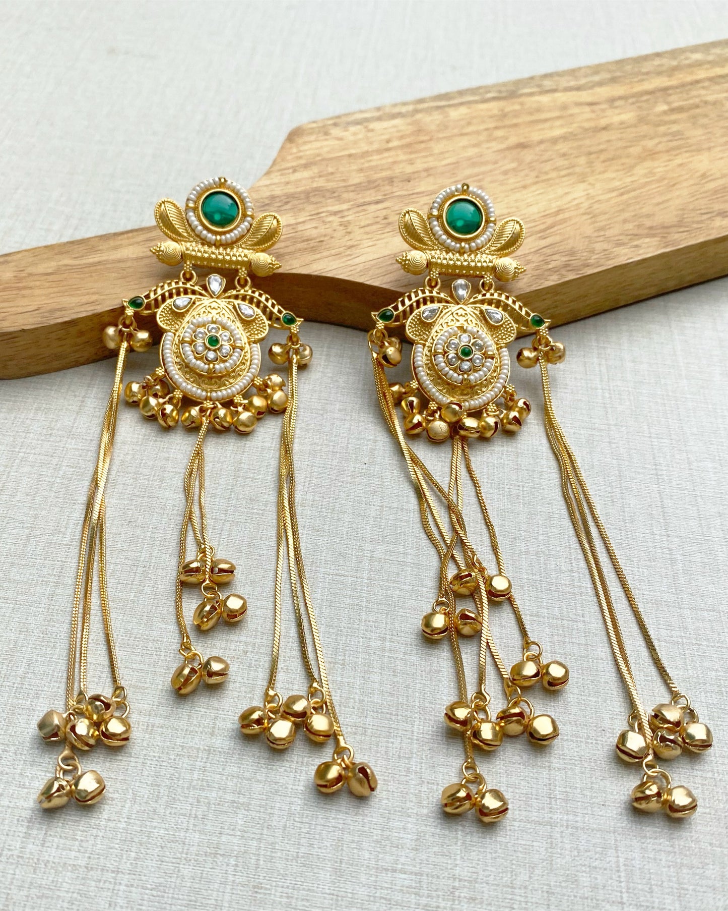 Green Royal Filigree Kashmiri Earrings