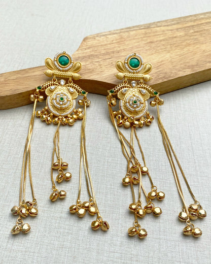 Green Royal Filigree Kashmiri Earrings