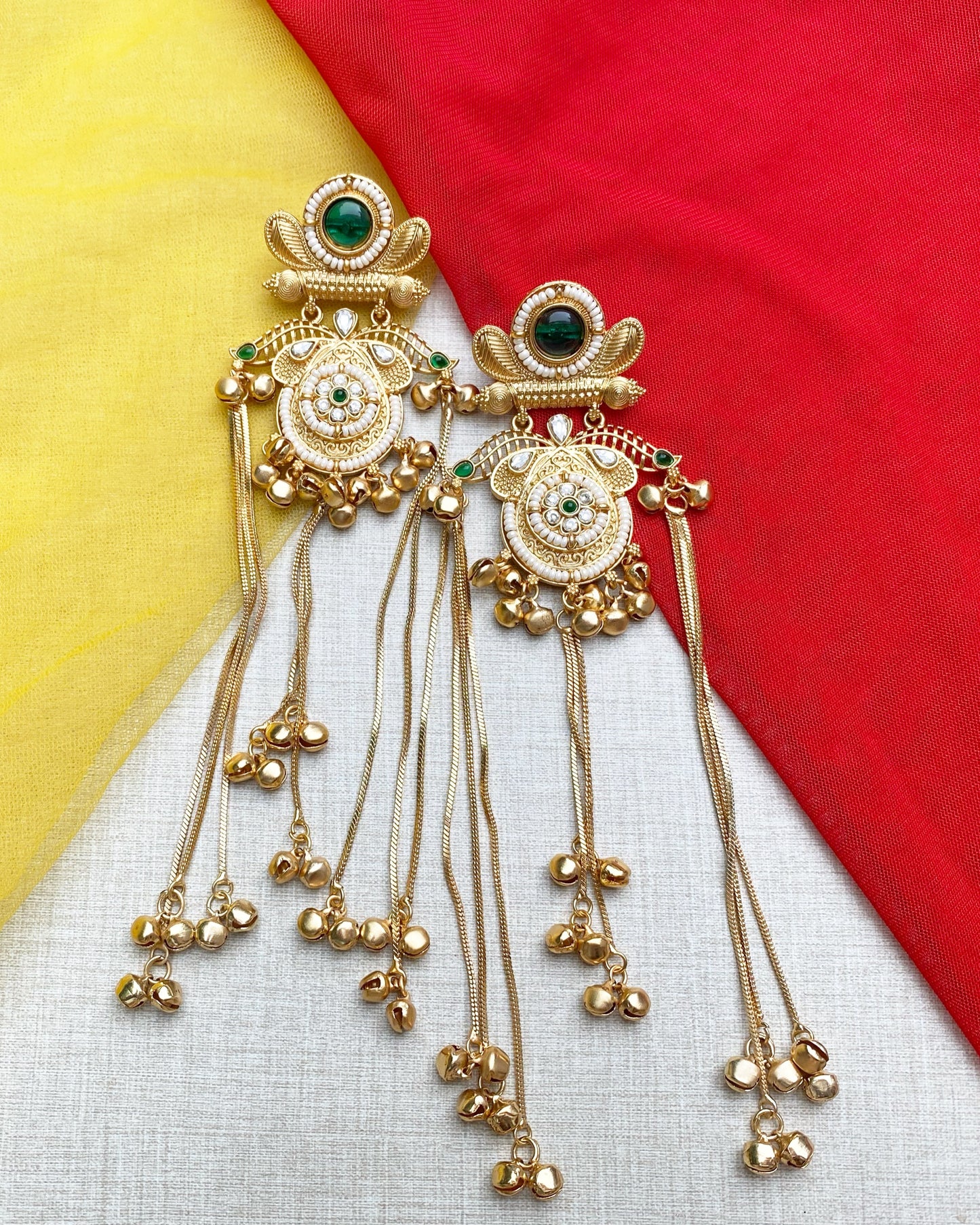 Green Royal Filigree Kashmiri Earrings
