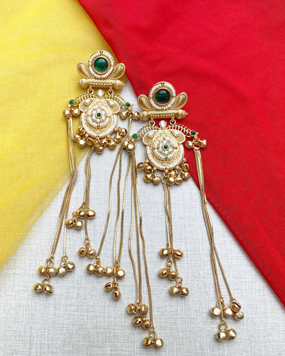 Green Royal Filigree Kashmiri Earrings
