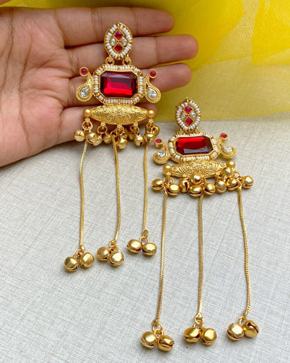 Dark Red Sarah Kashmiri Earrings