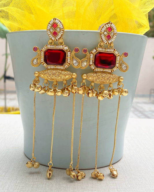 Dark Red Sarah Kashmiri Earrings