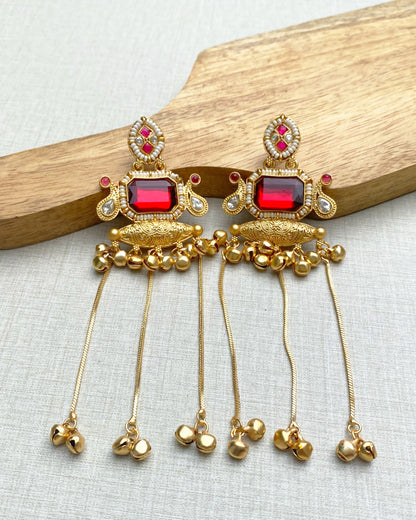 Dark Red Sarah Kashmiri Earrings