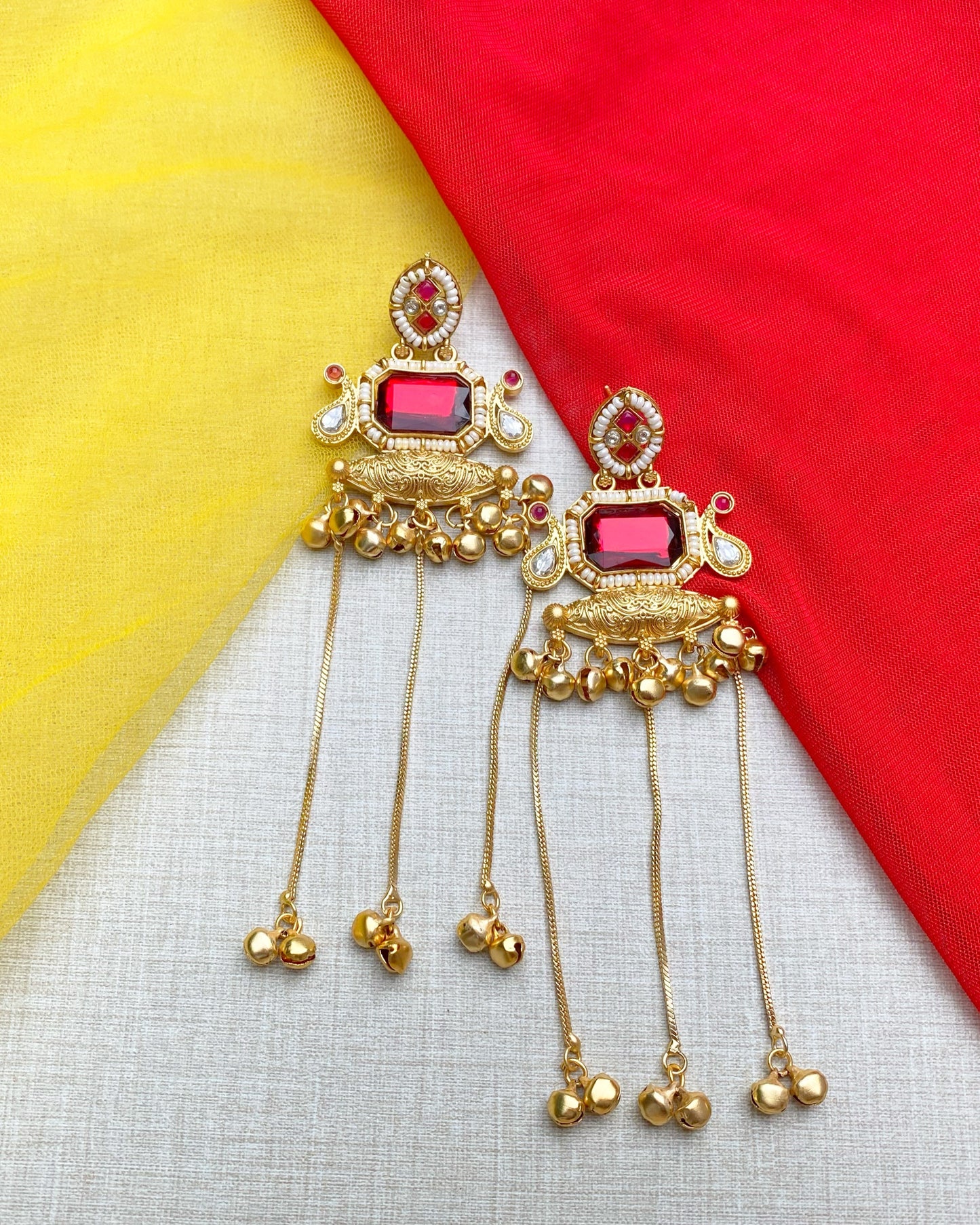 Dark Red Sarah Kashmiri Earrings