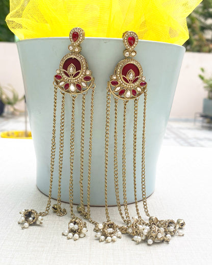 Red Crescent Kashmiri Earrings