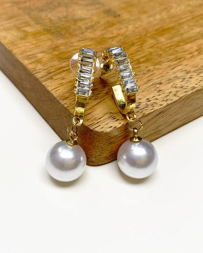 White Gala-Style Pearl Earrings
