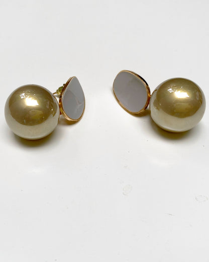 Champagne High-Shine Metallic Pearl Earrings