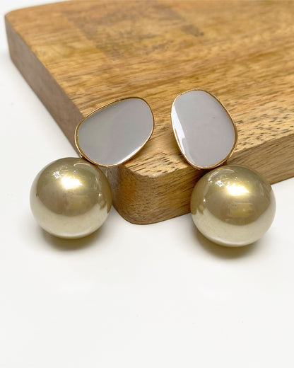 Champagne High-Shine Metallic Pearl Earrings