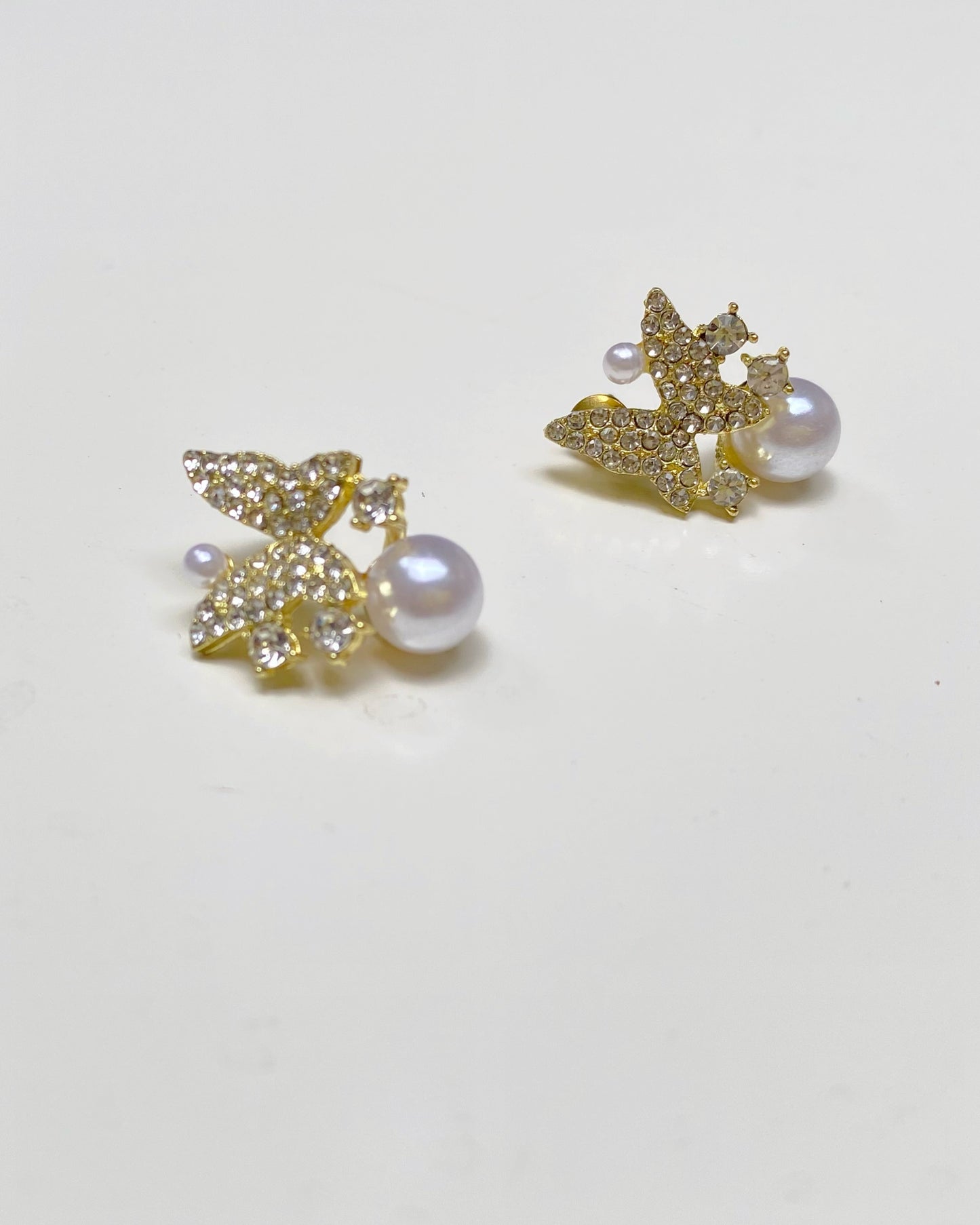 Gilded Pearl Butterflies Studs