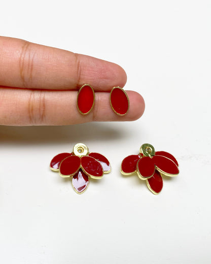 Deep Red Lotus 2-in-1 Studs