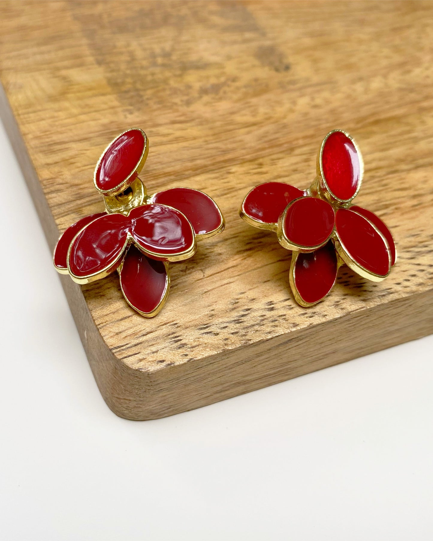 Deep Red Lotus 2-in-1 Studs