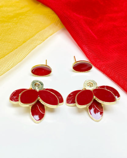 Deep Red Lotus 2-in-1 Studs