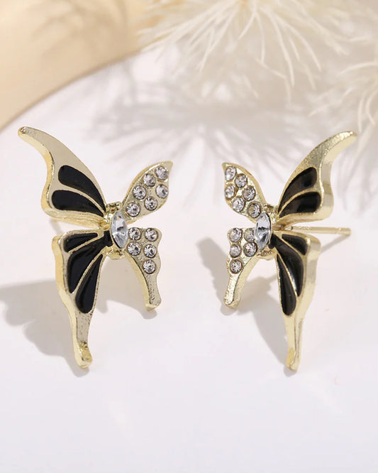Black Midnight Butterfly Studs