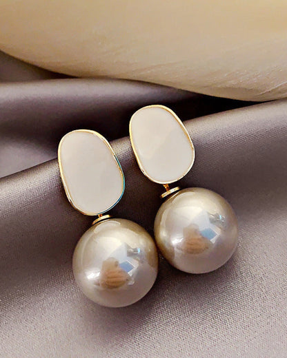 Champagne High-Shine Metallic Pearl Earrings