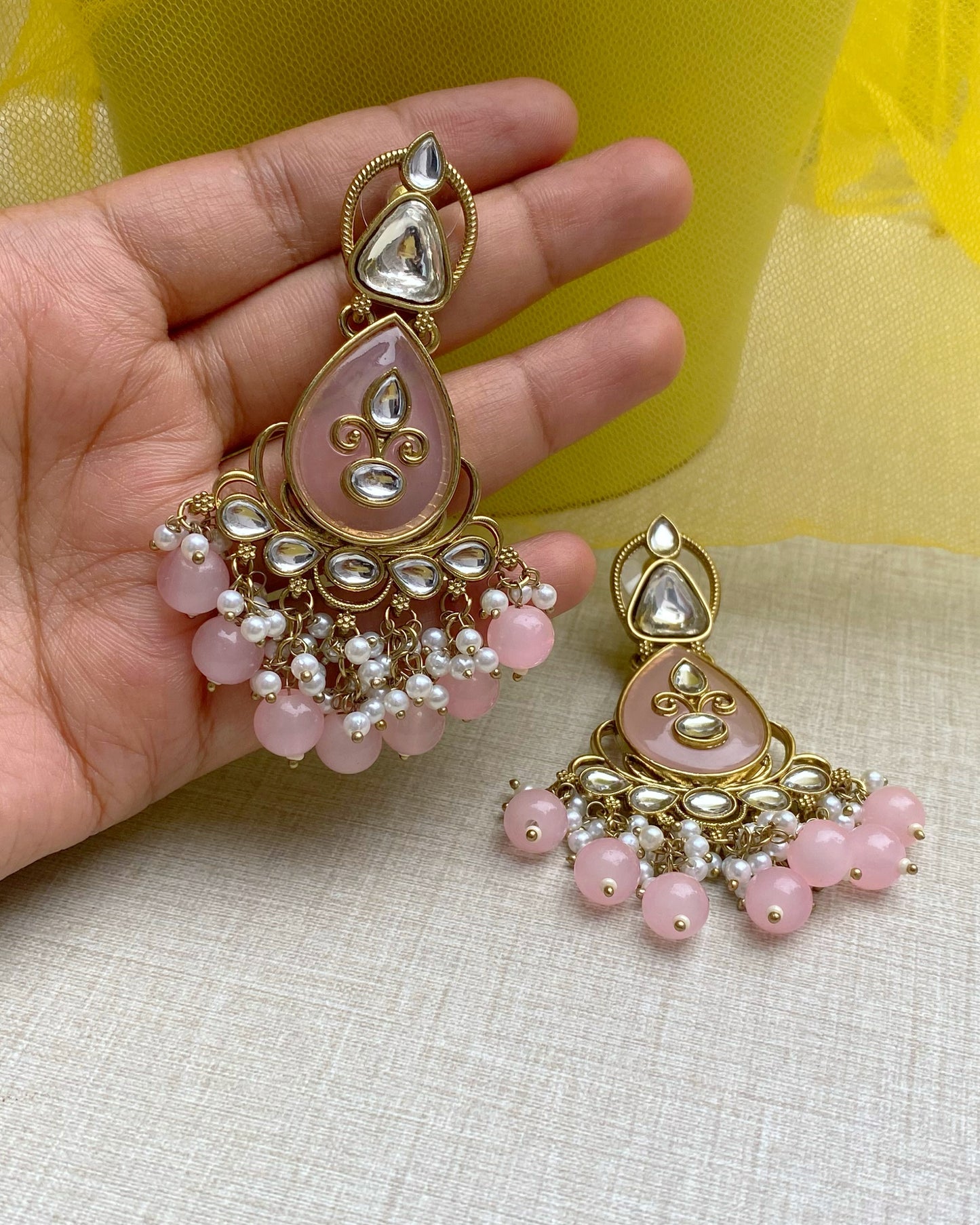 Pink Opaline Teardrop Earrings