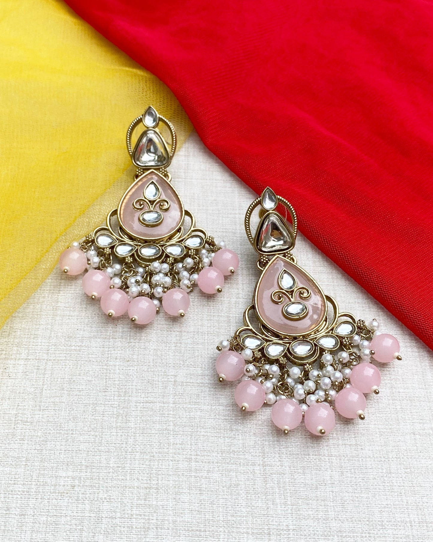 Pink Opaline Teardrop Earrings
