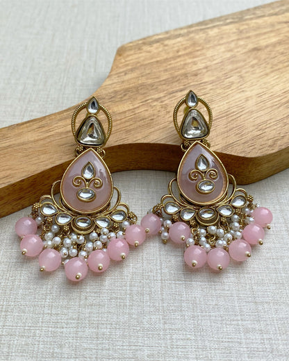 Pink Opaline Teardrop Earrings