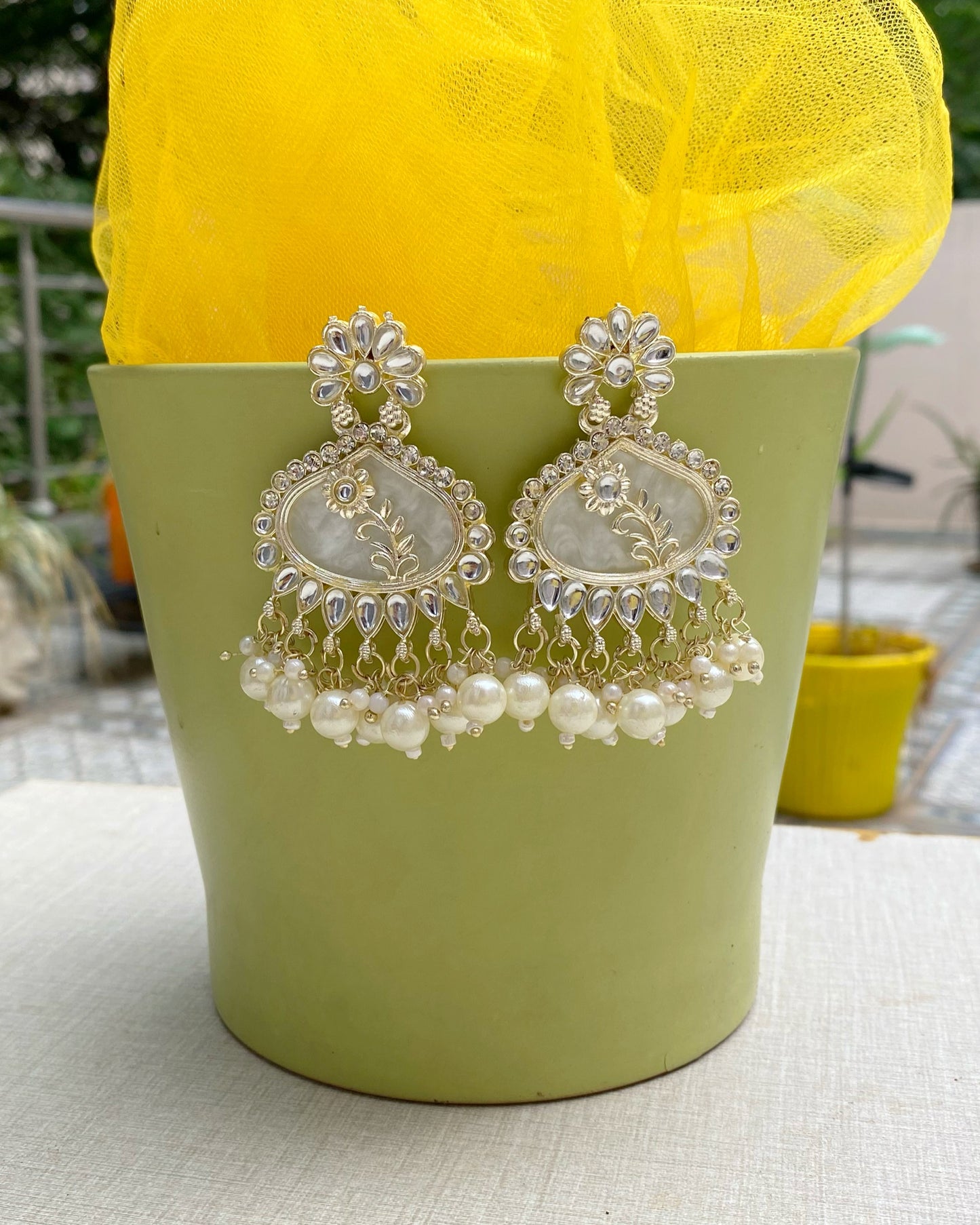 Pearl Blossom Tear Drop Earring