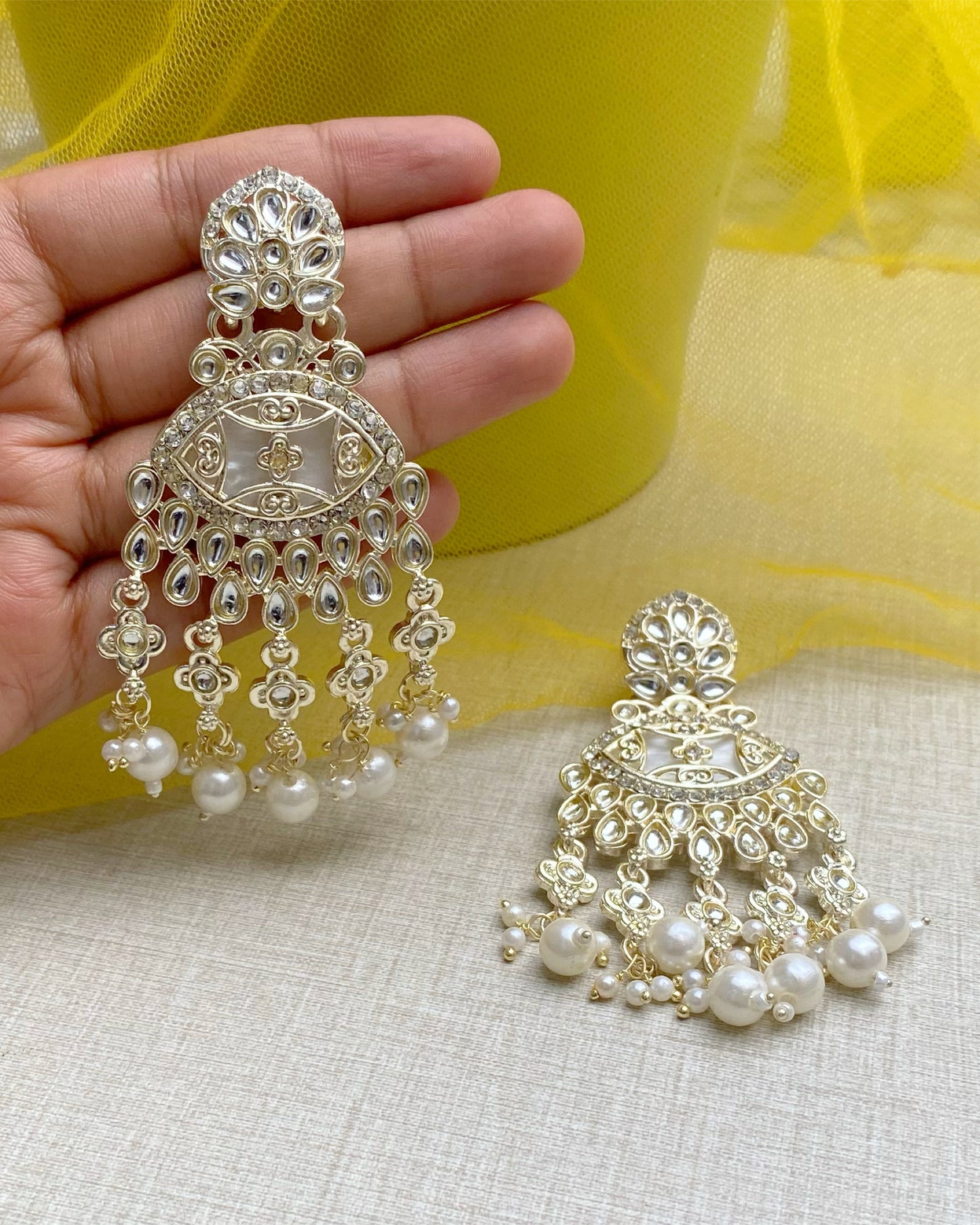 Maharani Lattice Pearl Drop Earrings