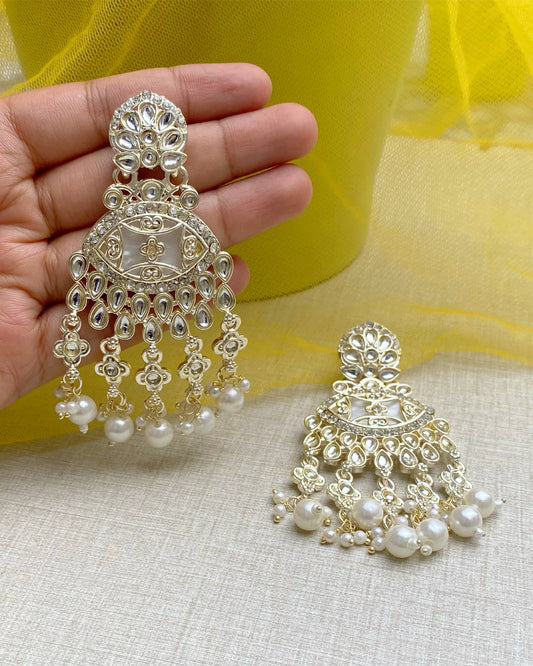 Maharani Lattice Pearl Drop Earrings