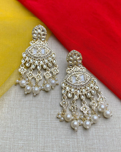 Maharani Lattice Pearl Drop Earrings