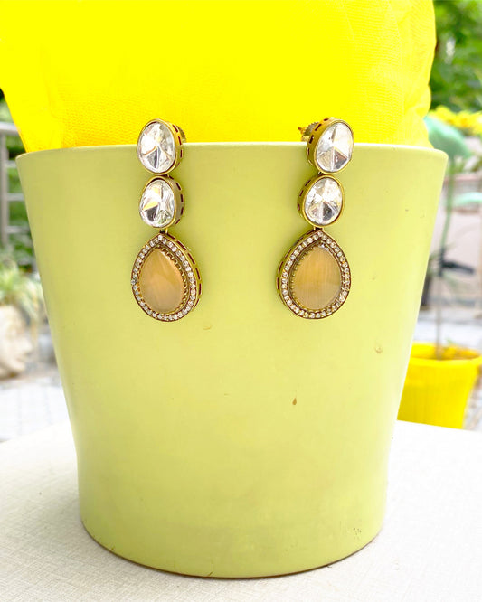 Peach Moonstone Drop Earrings