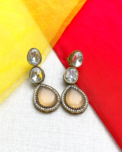 Peach Moonstone Drop Earrings