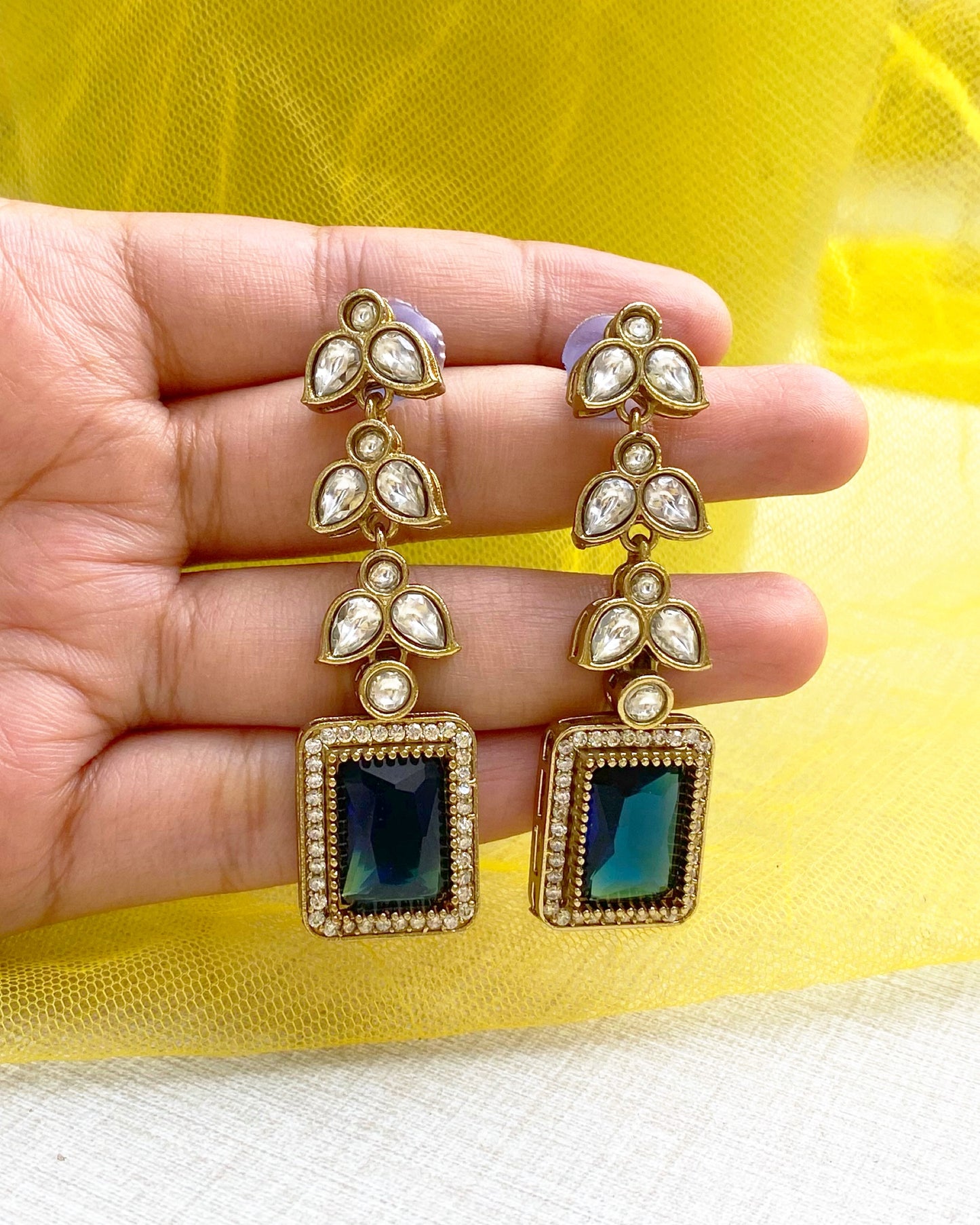 Royal Blue Rectangle Statement Earring