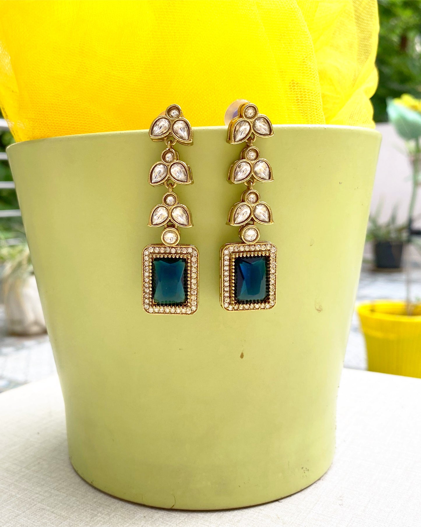 Royal Blue Rectangle Statement Earring