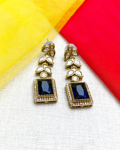Royal Blue Rectangle Statement Earring
