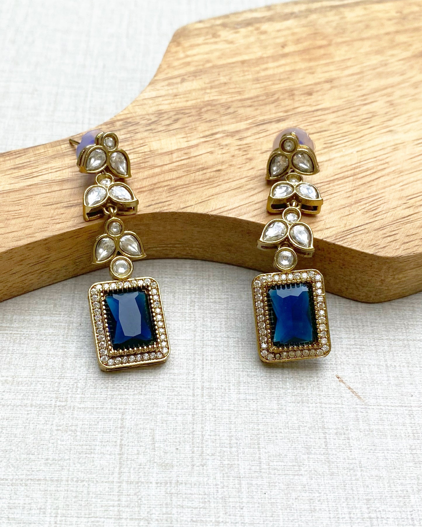 Royal Blue Rectangle Statement Earring