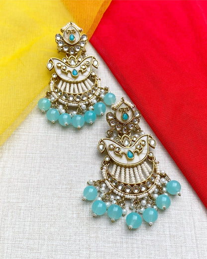 Turquoise Lagoon Pearl Chandbali Earring