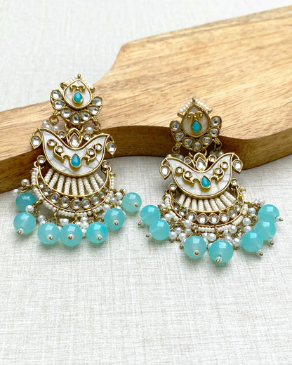 Turquoise Lagoon Pearl Chandbali Earring